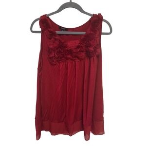 Espresso Woman's Plus‎ Size 3X Red Sleeveless Tank Top with Rosette Detail